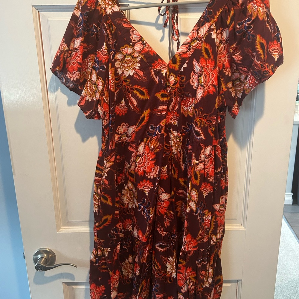 Old Navy Floral Maxi Dress - Red and Orange